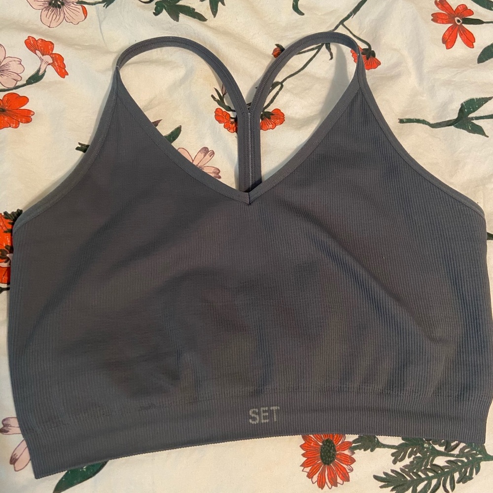 SETActive ribbed v bra - Slate - size L
